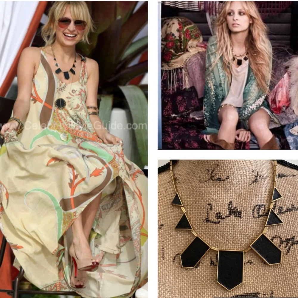 House Of Harlow 1960 | Black 14k Gold Plated Leather Necklace